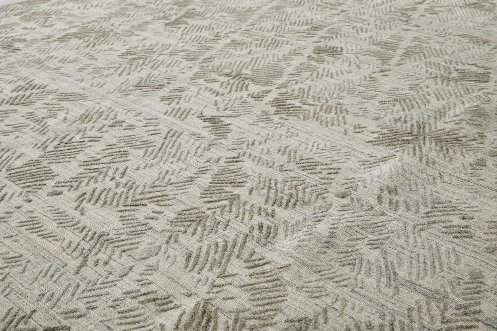 10' Taupe And Gray Abstract Hand Woven Runner Rug