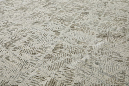 10' Taupe And Gray Abstract Hand Woven Runner Rug