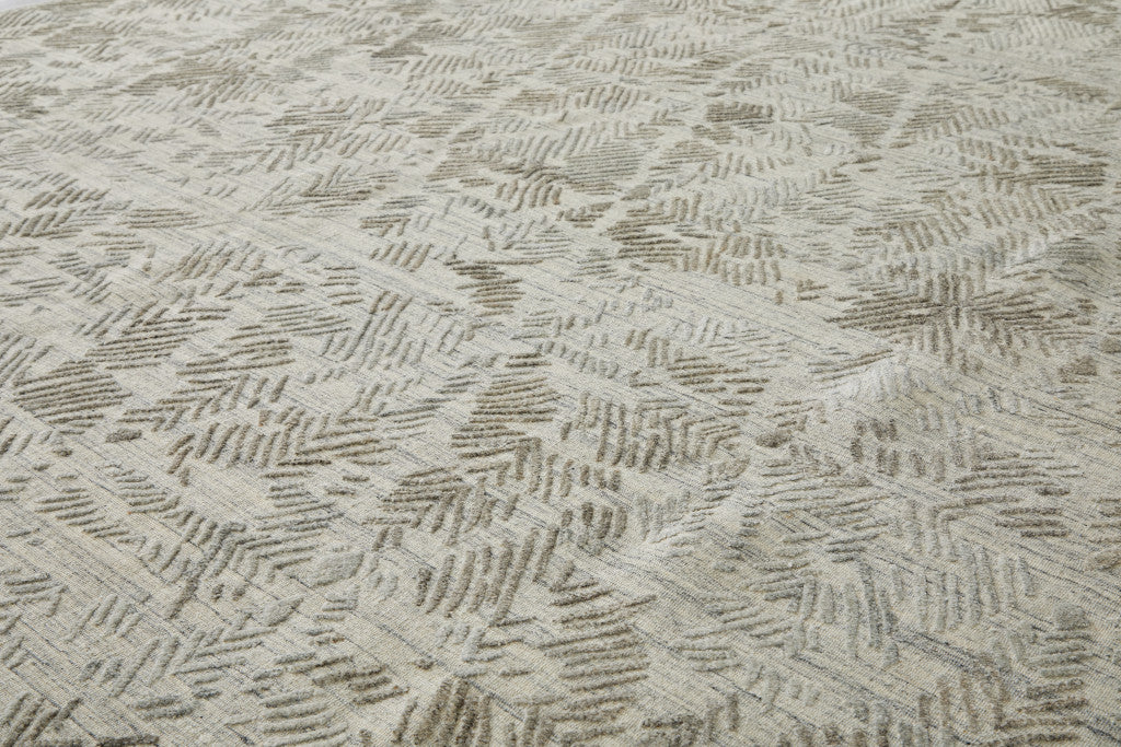 9' X 12' Gray And Taupe Abstract Hand Woven Area Rug