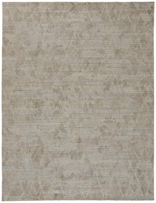 8' X 10' Gray And Taupe Abstract Hand Woven Area Rug