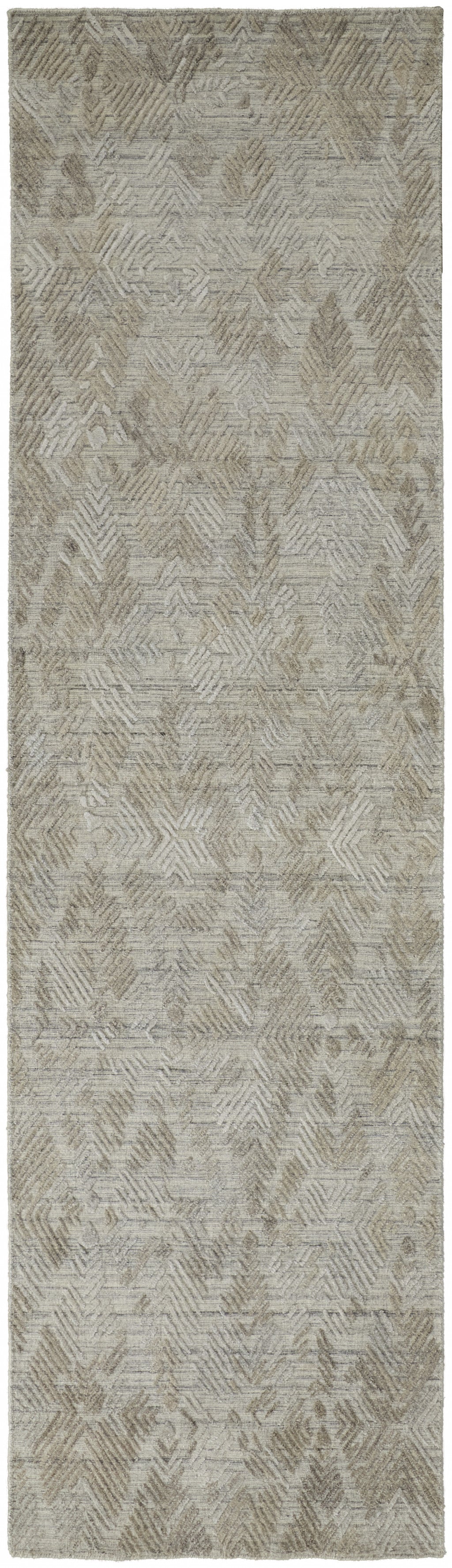 9' X 12' Gray And Taupe Abstract Hand Woven Area Rug