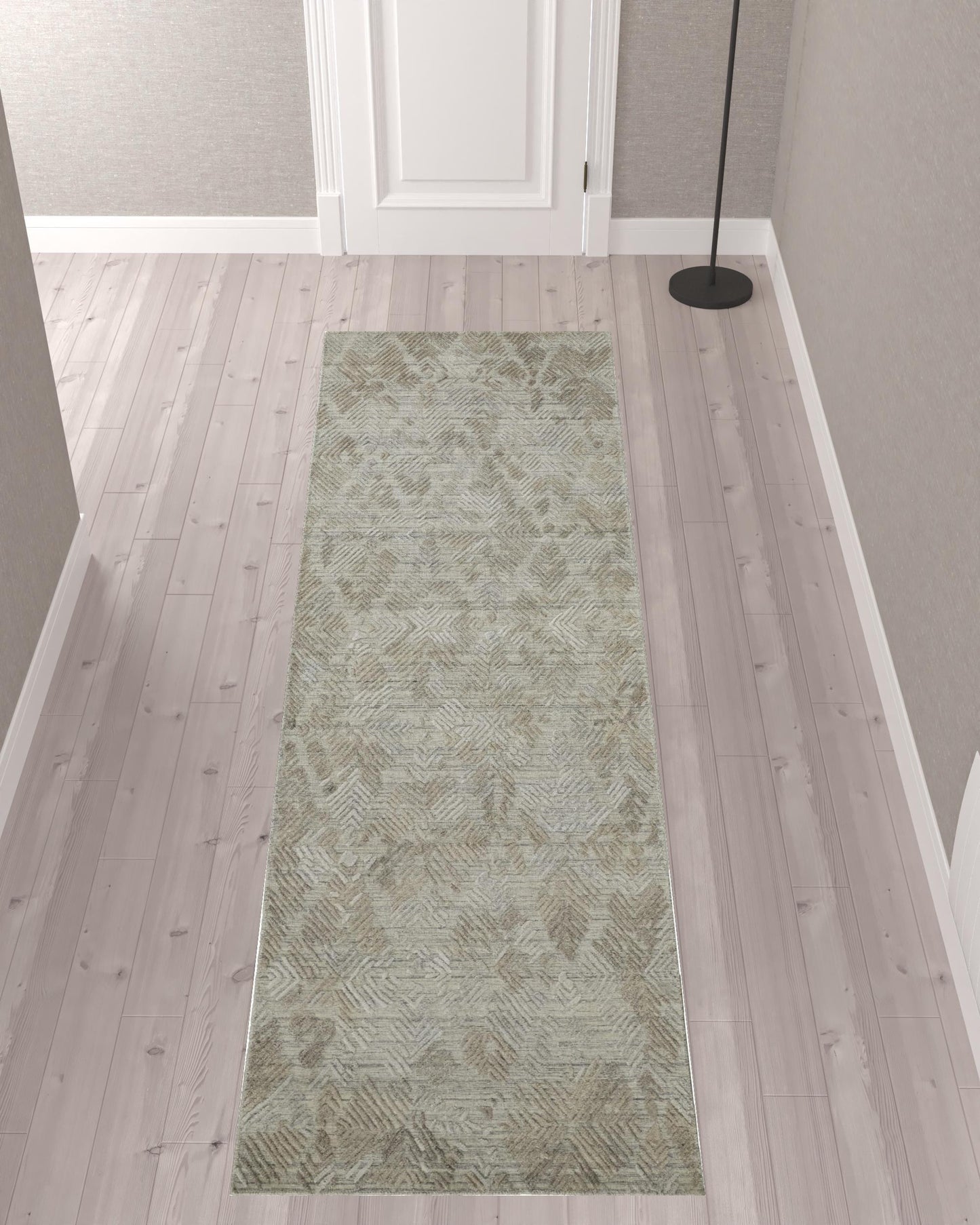 9' X 12' Gray And Taupe Abstract Hand Woven Area Rug