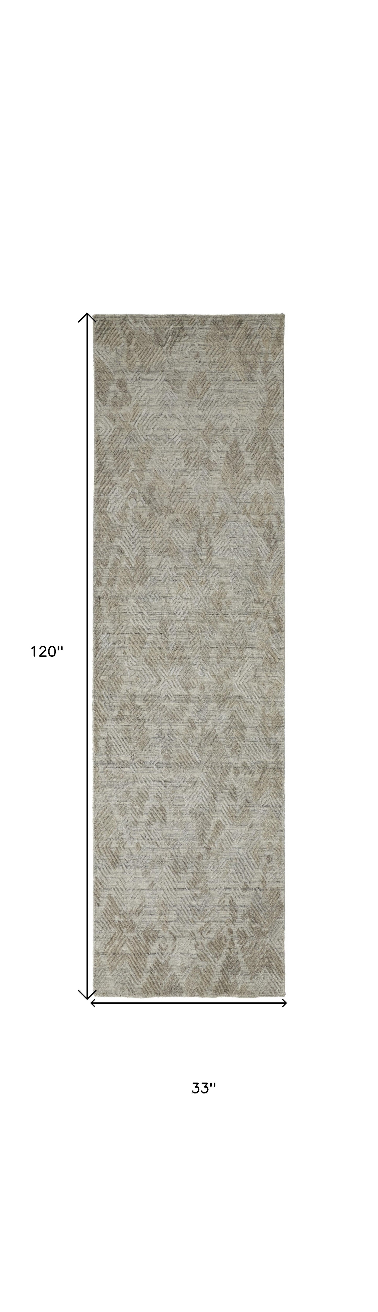 9' X 12' Gray And Taupe Abstract Hand Woven Area Rug