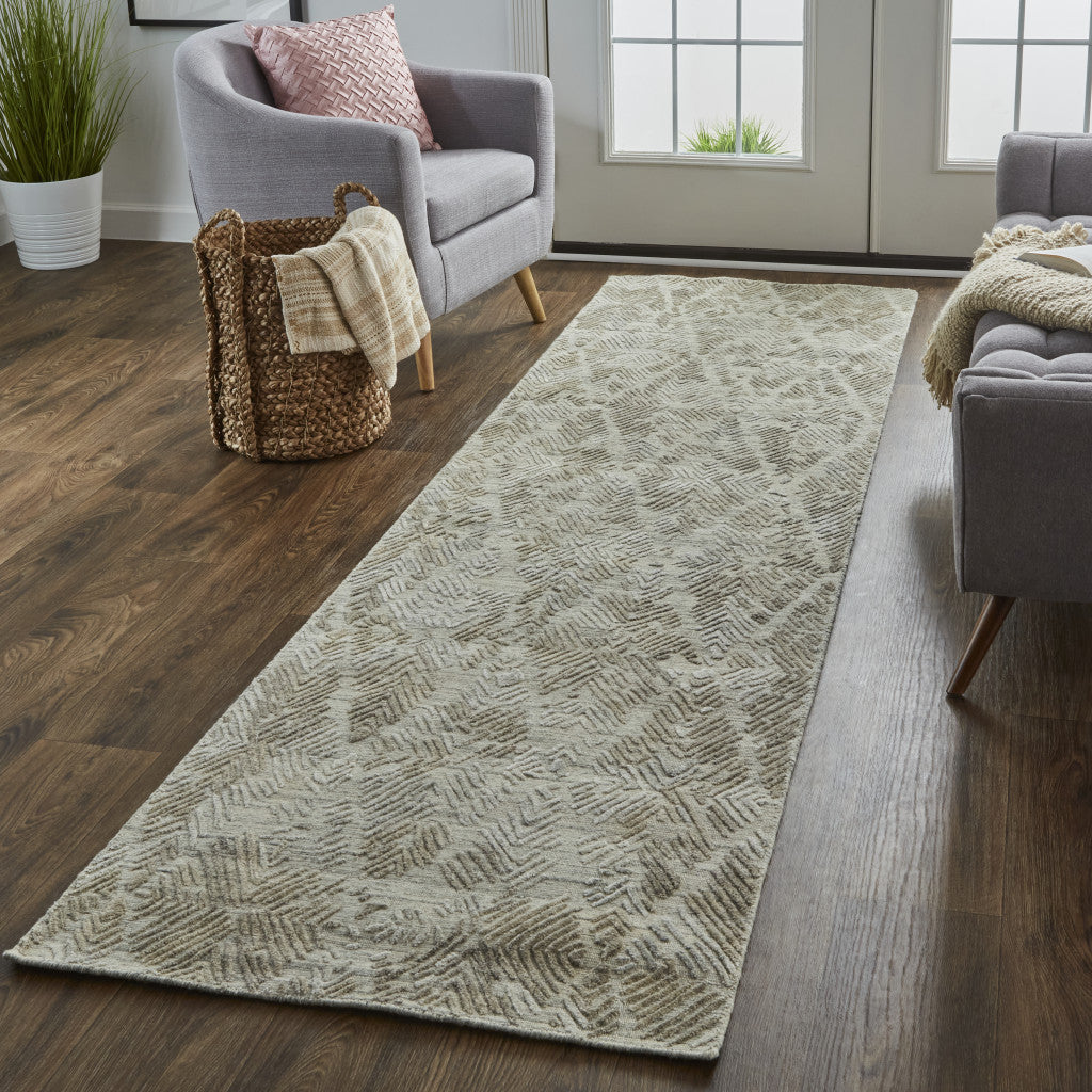 9' X 12' Gray And Taupe Abstract Hand Woven Area Rug