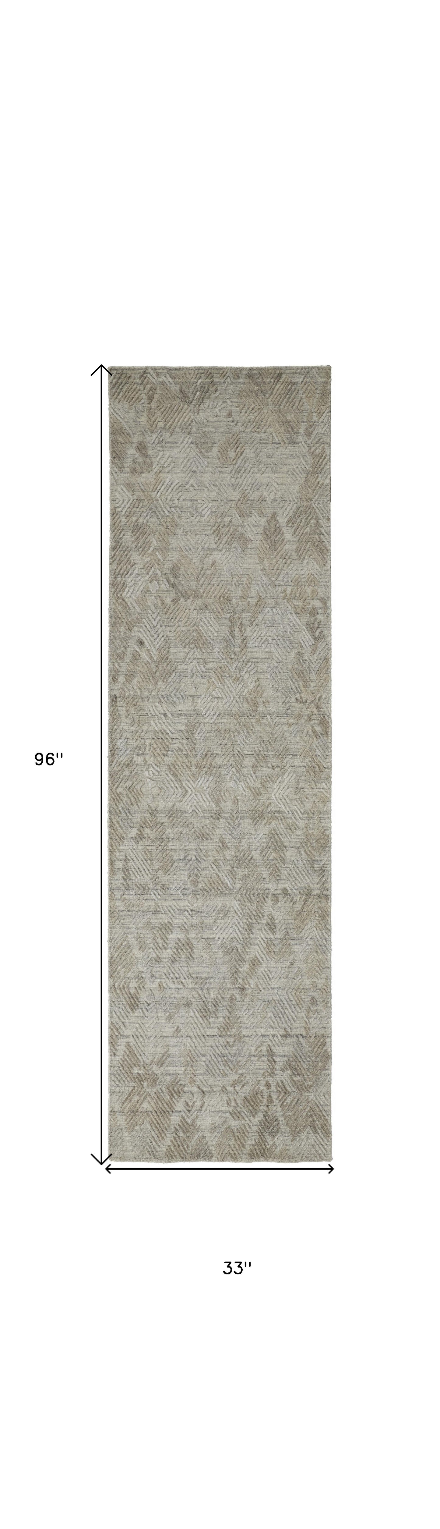 9' X 12' Gray And Taupe Abstract Hand Woven Area Rug