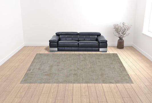 9' X 12' Gray And Taupe Abstract Hand Woven Area Rug