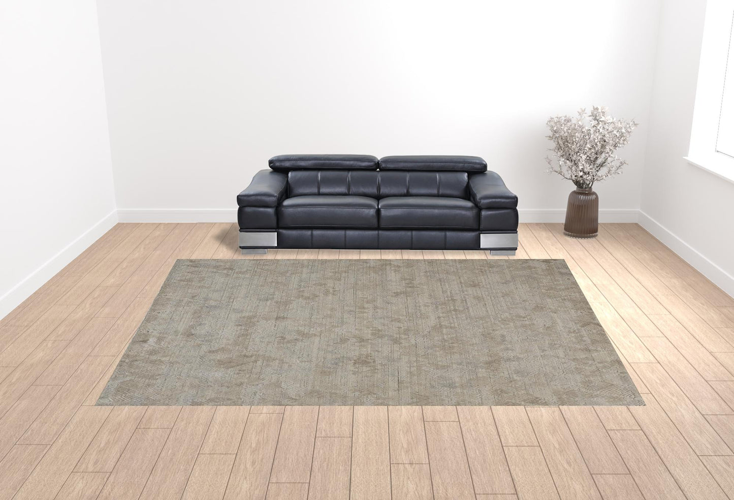 5' X 8' Gray And Taupe Abstract Hand Woven Area Rug