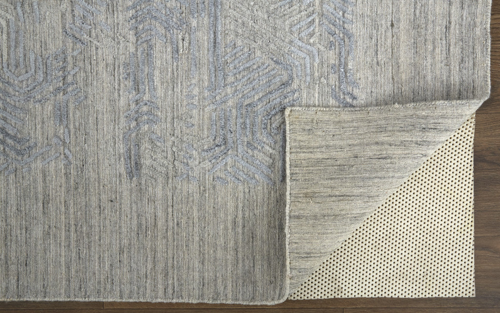 4' X 6' Gray And Blue Abstract Hand Woven Distressed Area Rug