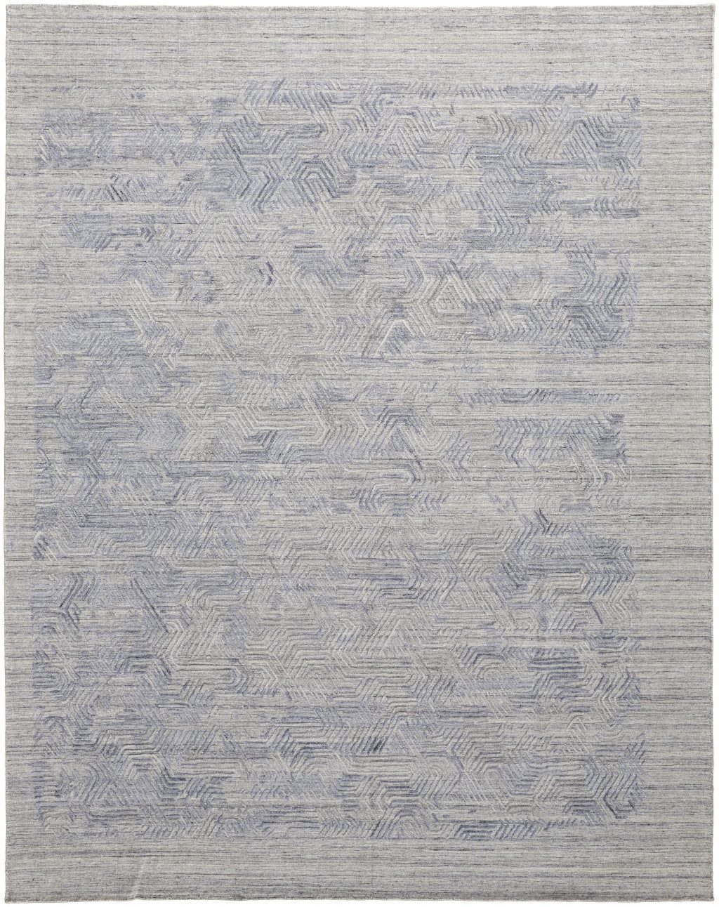 4' X 6' Gray And Blue Abstract Hand Woven Distressed Area Rug