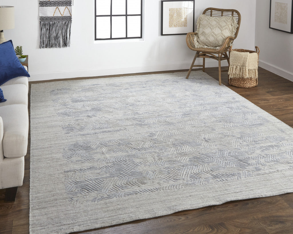 5' X 8' Gray And Blue Abstract Hand Woven Area Rug