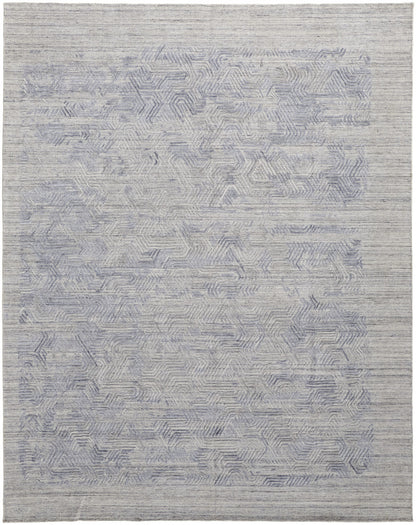 4' X 6' Gray And Blue Abstract Hand Woven Distressed Area Rug