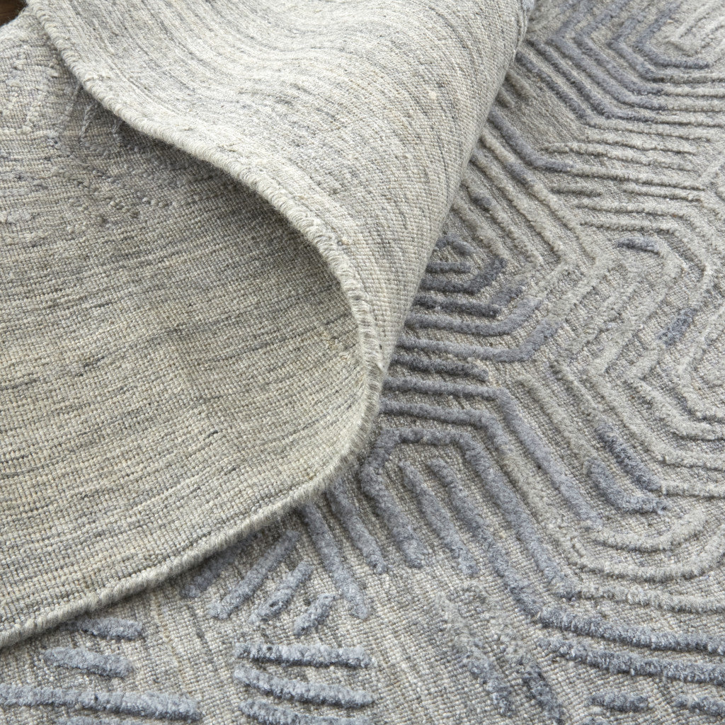 4' X 6' Gray And Blue Abstract Hand Woven Distressed Area Rug