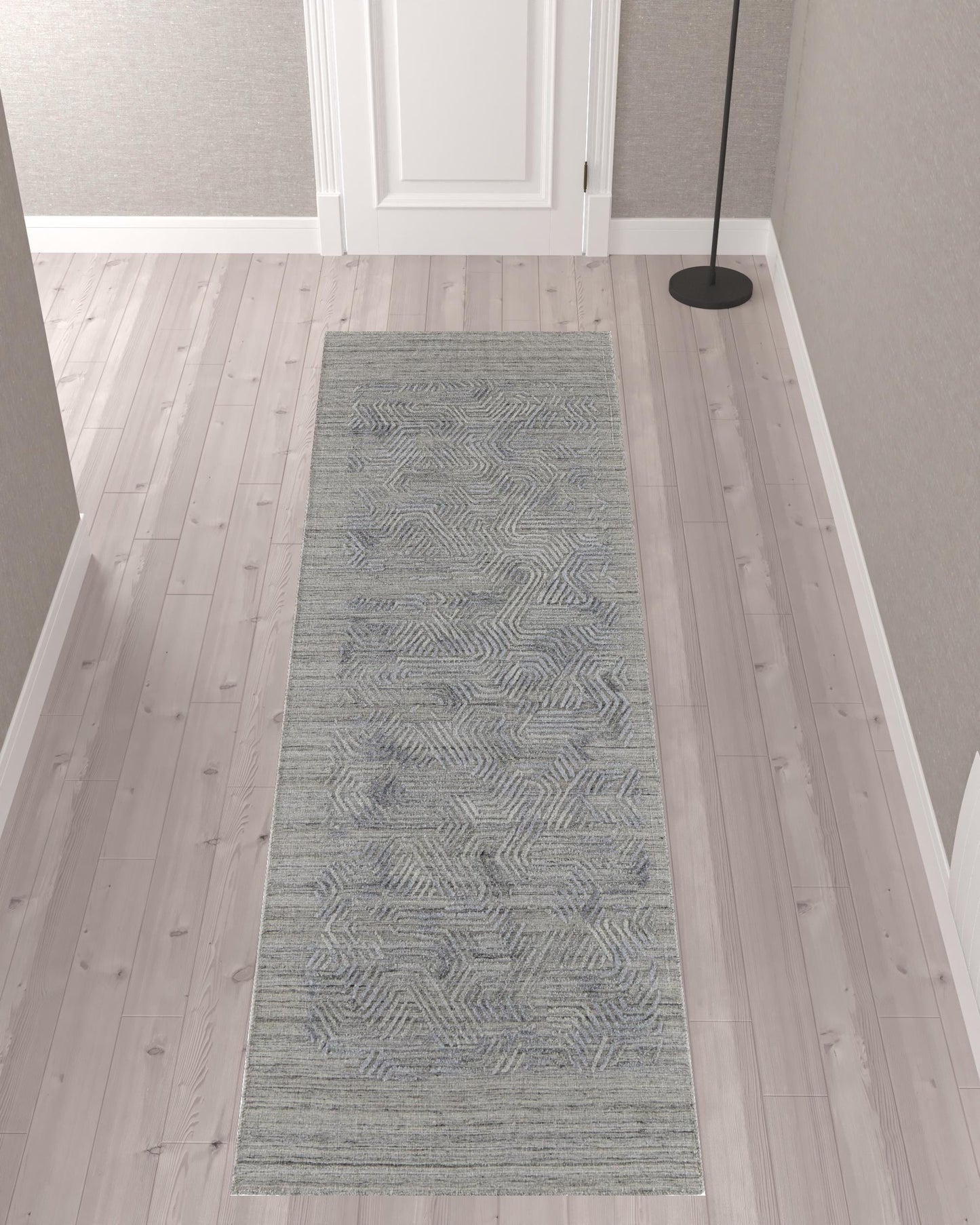 4' X 6' Gray And Blue Abstract Hand Woven Distressed Area Rug