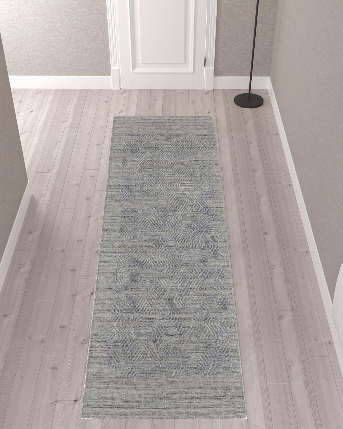 5' X 8' Gray And Blue Abstract Hand Woven Area Rug