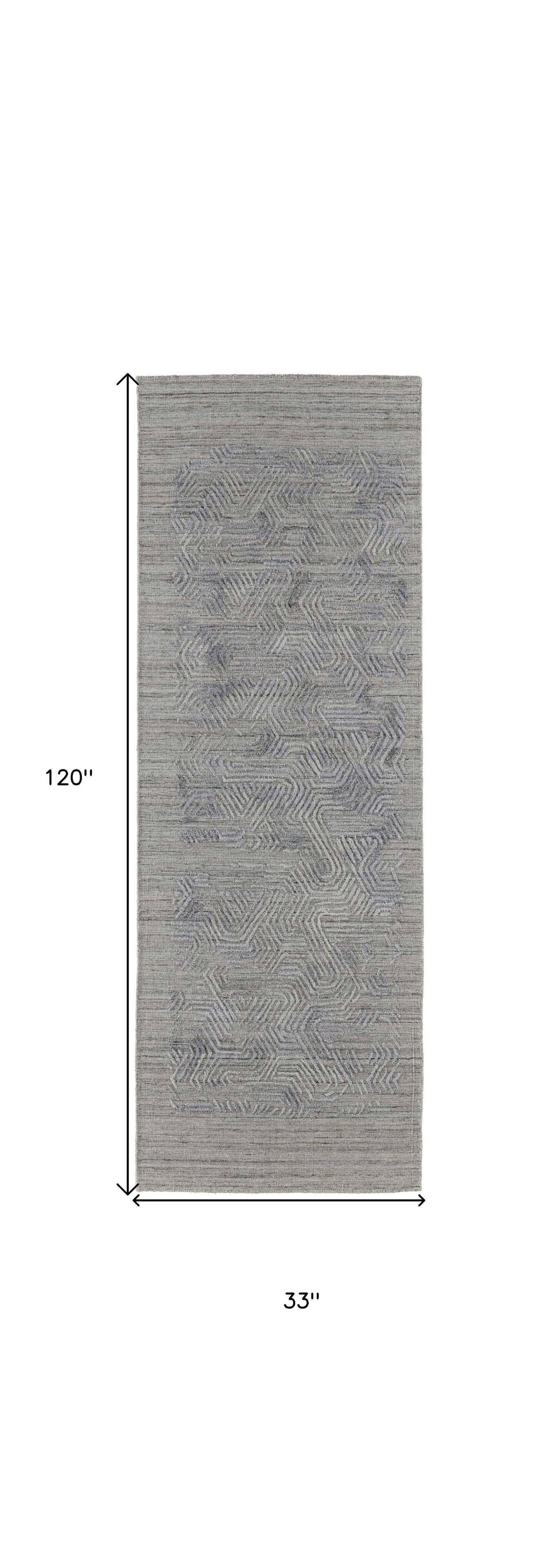 4' X 6' Gray And Blue Abstract Hand Woven Distressed Area Rug