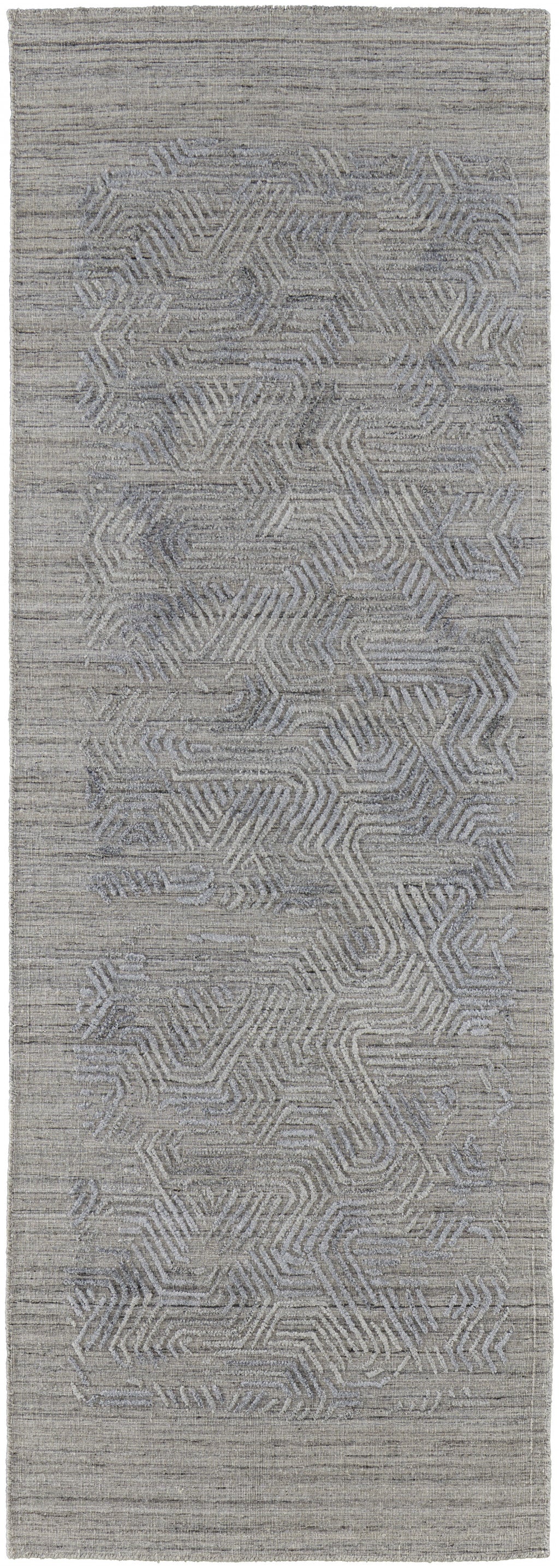 4' X 6' Gray And Blue Abstract Hand Woven Distressed Area Rug