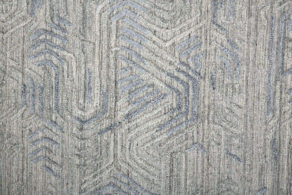 4' X 6' Gray And Blue Abstract Hand Woven Distressed Area Rug