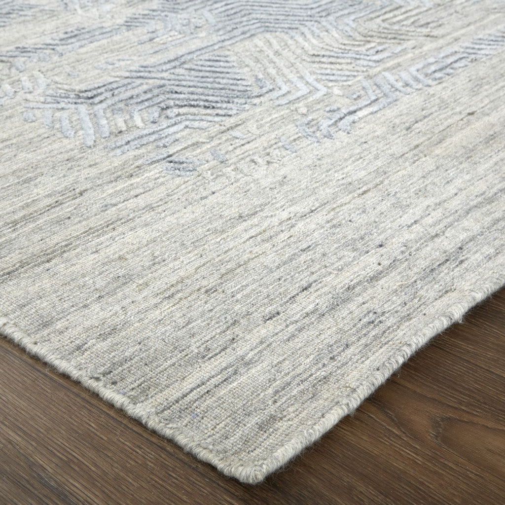 4' X 6' Gray And Blue Abstract Hand Woven Distressed Area Rug