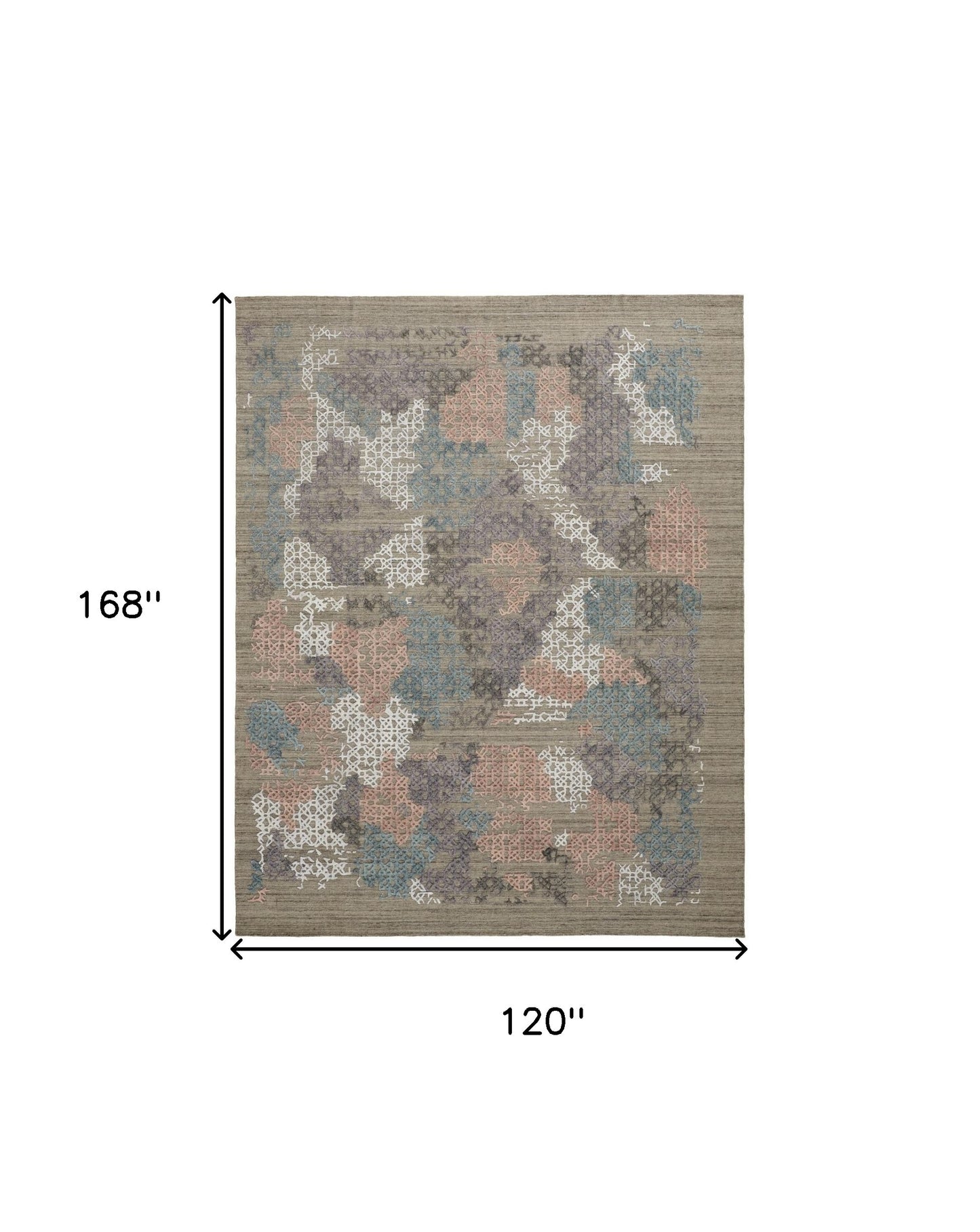 2' X 3' Pink Blue And Taupe Abstract Hand Woven Area Rug