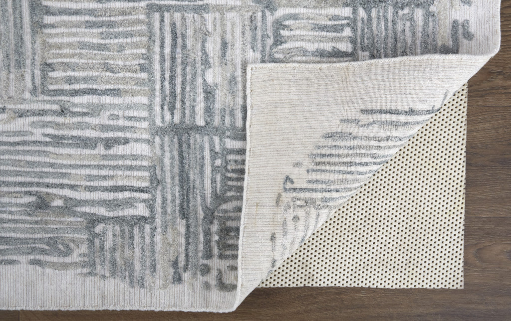 4' X 6' Blue and Ivory Abstract Hand Woven Distressed Area Rug