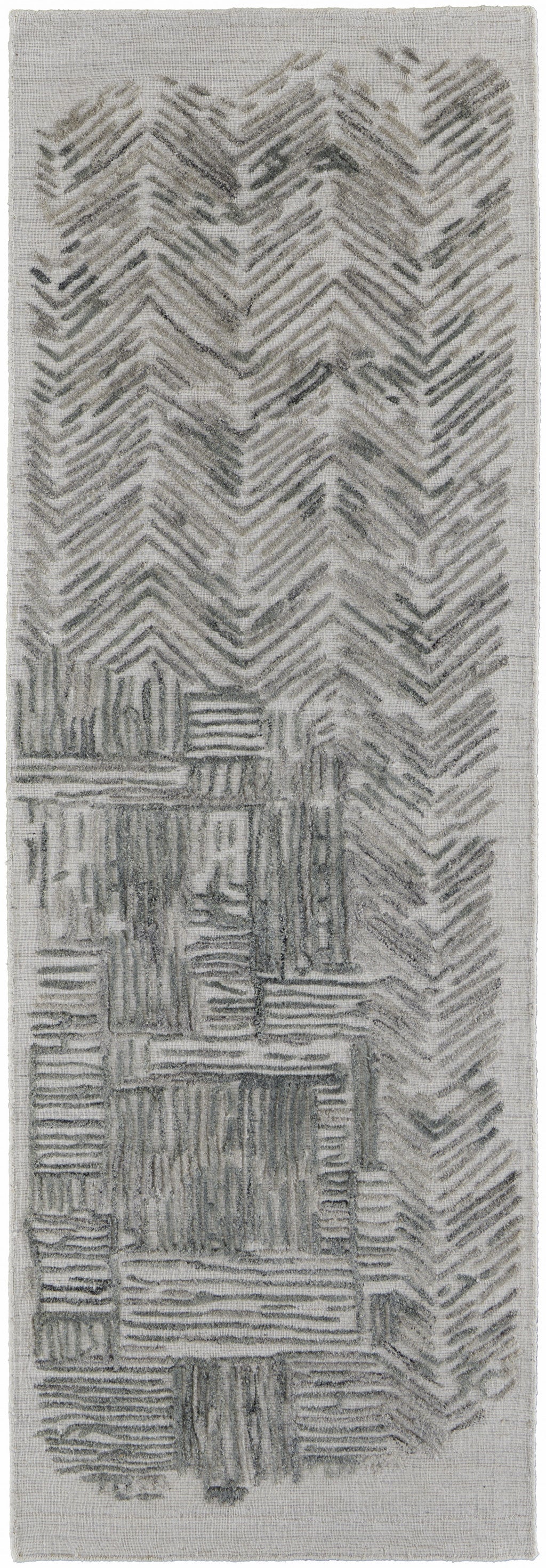 4' X 6' Blue and Ivory Abstract Hand Woven Distressed Area Rug