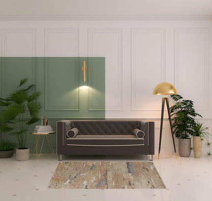 9' X 12' Gray Yellow And Blue Wool Abstract Tufted Handmade Stain Resistant Area Rug