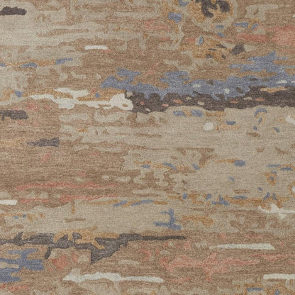 5' X 8' Tan and Blue Wool Abstract Hand Tufted Area Rug