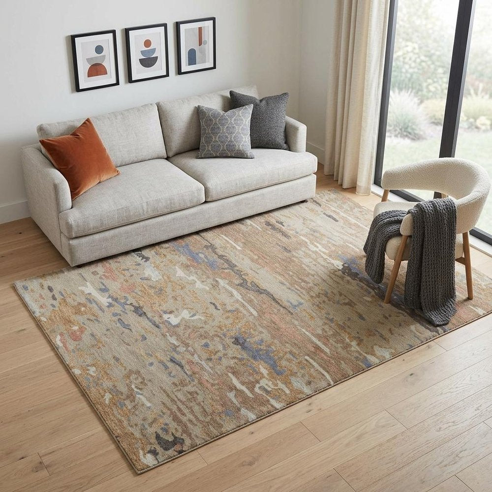 8' X 10' Blue and Gray Wool Abstract Hand Tufted Area Rug