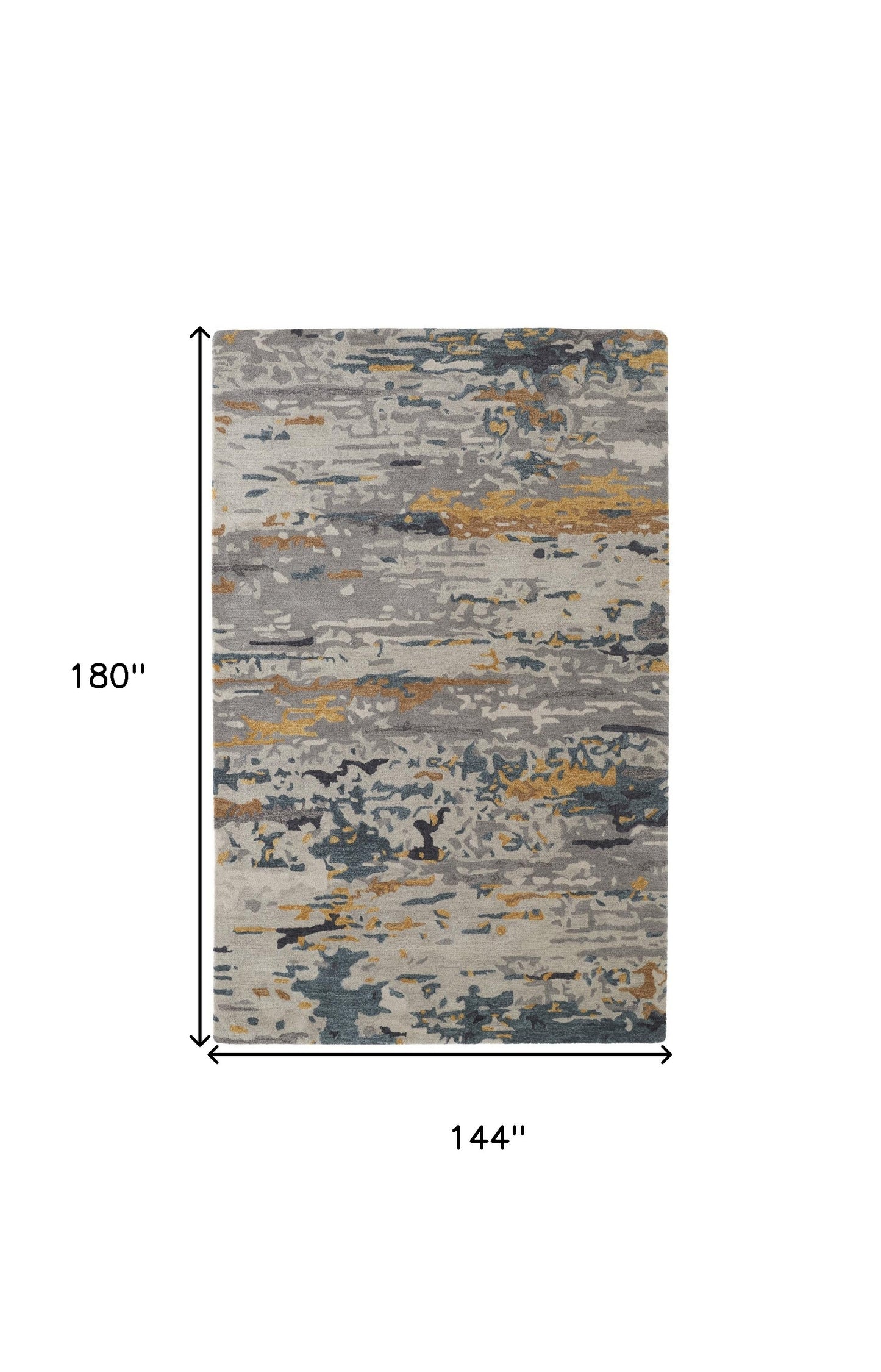 8' X 10' Gray Yellow And Blue Wool Abstract Tufted Handmade Stain Resistant Area Rug