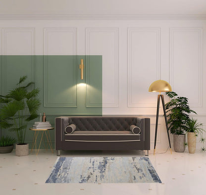 4' X 6' Blue Gray And Ivory Wool Abstract Tufted Handmade Stain Resistant Area Rug