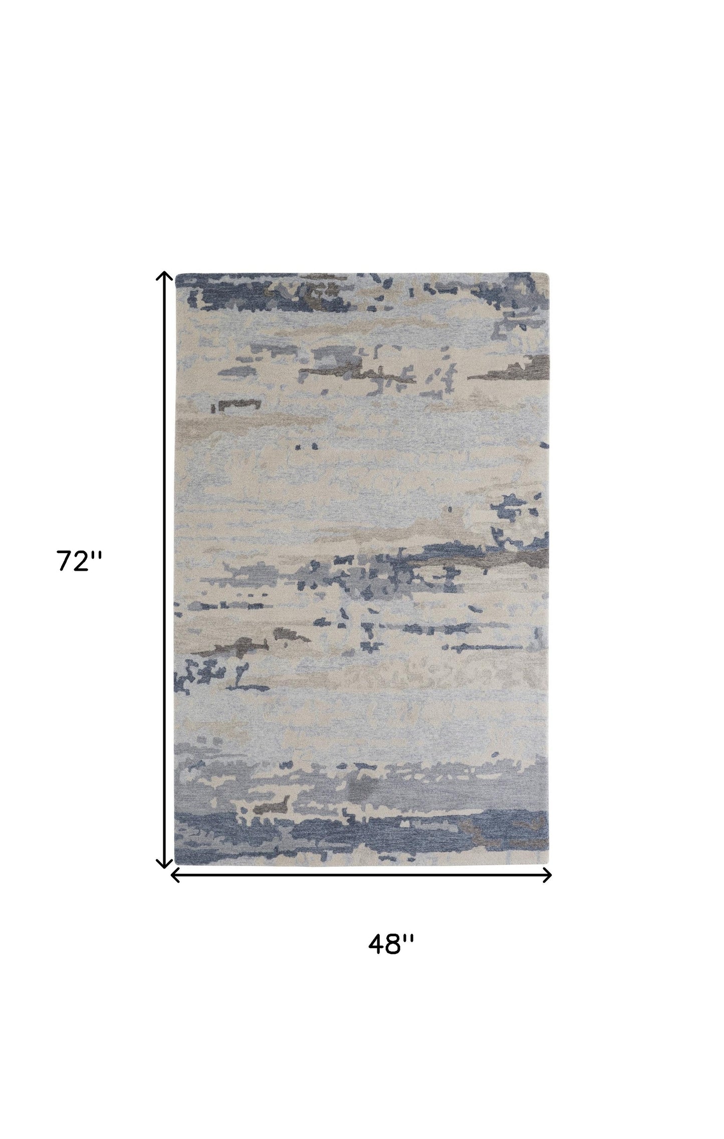 2' X 3' Blue Gray And Ivory Wool Abstract Tufted Handmade Stain Resistant Area Rug