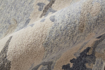 8' X 10' Blue Gray And Ivory Wool Abstract Tufted Handmade Stain Resistant Area Rug