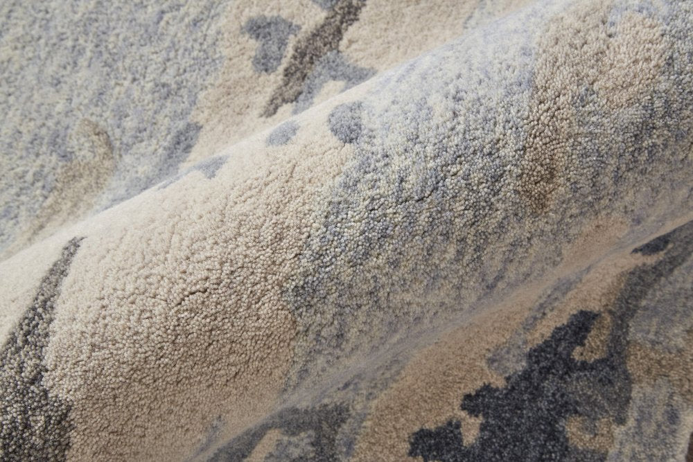 8' X 10' Blue Gray And Ivory Wool Abstract Tufted Handmade Stain Resistant Area Rug