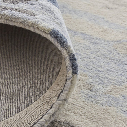 8' X 10' Blue Gray And Ivory Wool Abstract Tufted Handmade Stain Resistant Area Rug