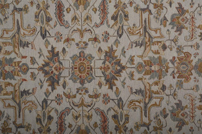 10' X 14' Ivory And Gray Wool Floral Tufted Handmade Stain Resistant Area Rug