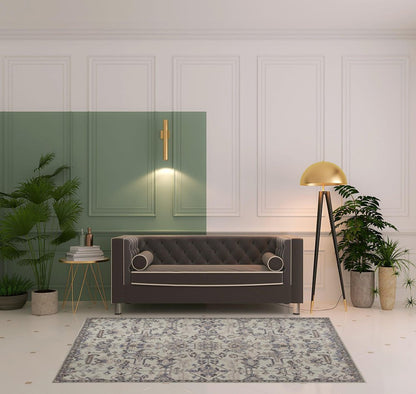 10' X 14' Ivory And Gray Wool Floral Tufted Handmade Stain Resistant Area Rug