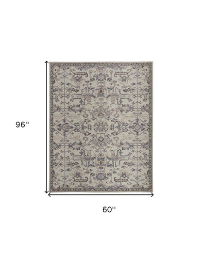 10' X 14' Ivory And Gray Wool Floral Tufted Handmade Stain Resistant Area Rug