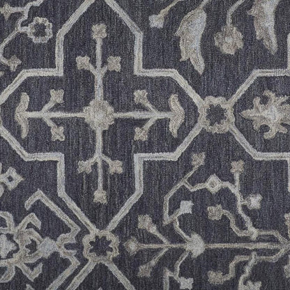 8' X 10' Gray And Taupe Wool Floral Hand Tufted Area Rug