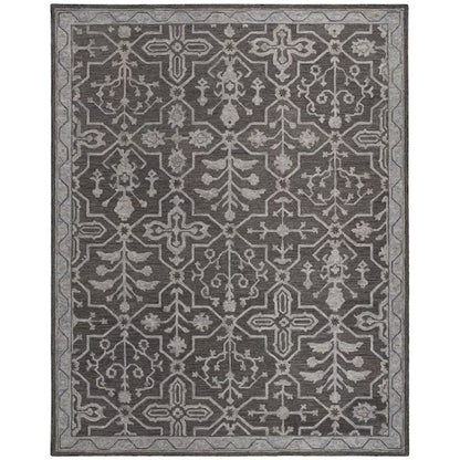 2' X 3' Blue Gray And Charcoal Wool Floral Hand Tufted Area Rug