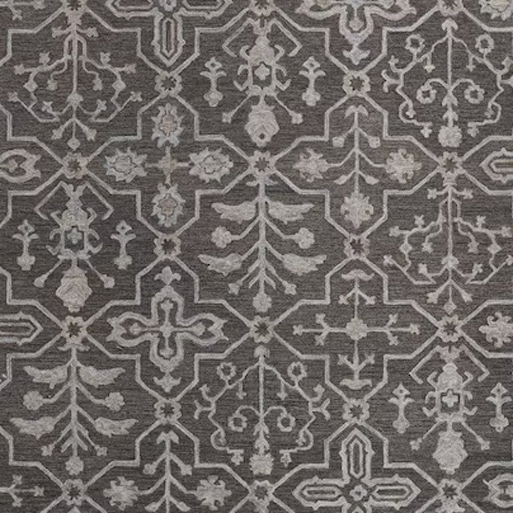 2' X 3' Blue Gray And Charcoal Wool Floral Hand Tufted Area Rug