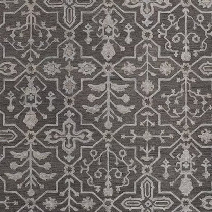 2' X 3' Blue Gray And Charcoal Wool Floral Hand Tufted Area Rug