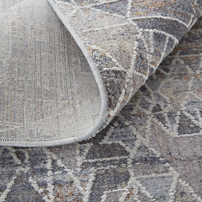 5' X 8' Blue Gray And Orange Abstract Distressed Area Rug