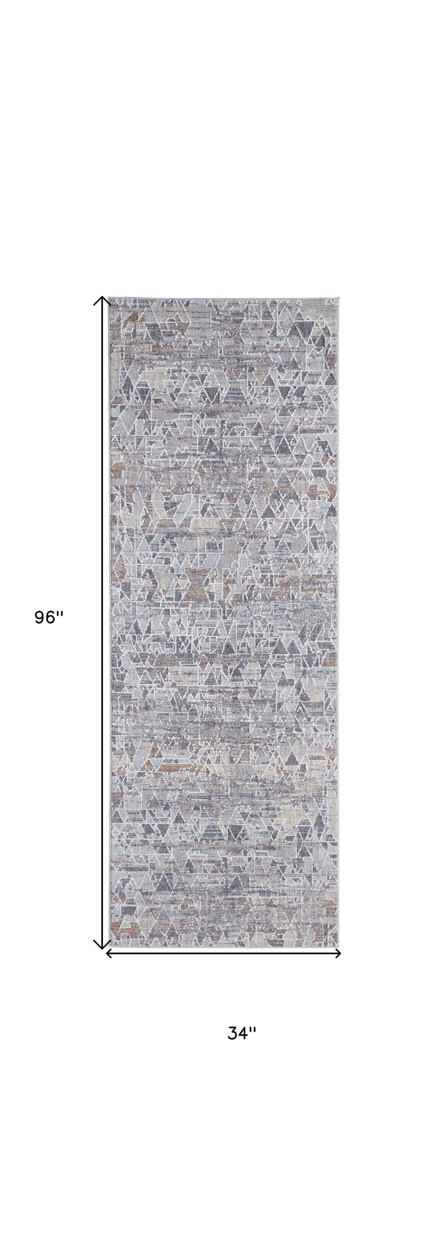 4' X 6' Gray Blue And Orange Abstract Power Loom Distressed Stain Resistant Area Rug