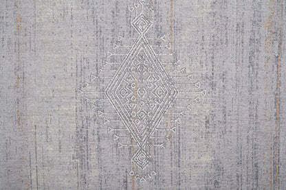 12' X 15' Gray Ivory And Orange Geometric Power Loom Distressed Stain Resistant Area Rug