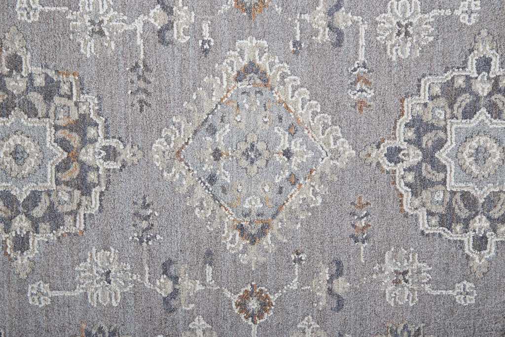 5' X 8' Gray Floral Power Loom Stain Resistant Area Rug