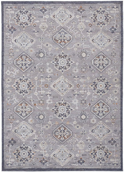 12' X 15' Gray Charcoal And Orange Floral Area Rug