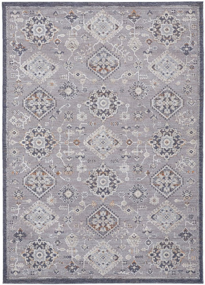 12' X 15' Gray Charcoal And Orange Floral Area Rug