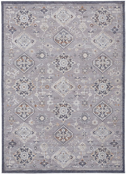 12' X 15' Gray Charcoal And Orange Floral Area Rug