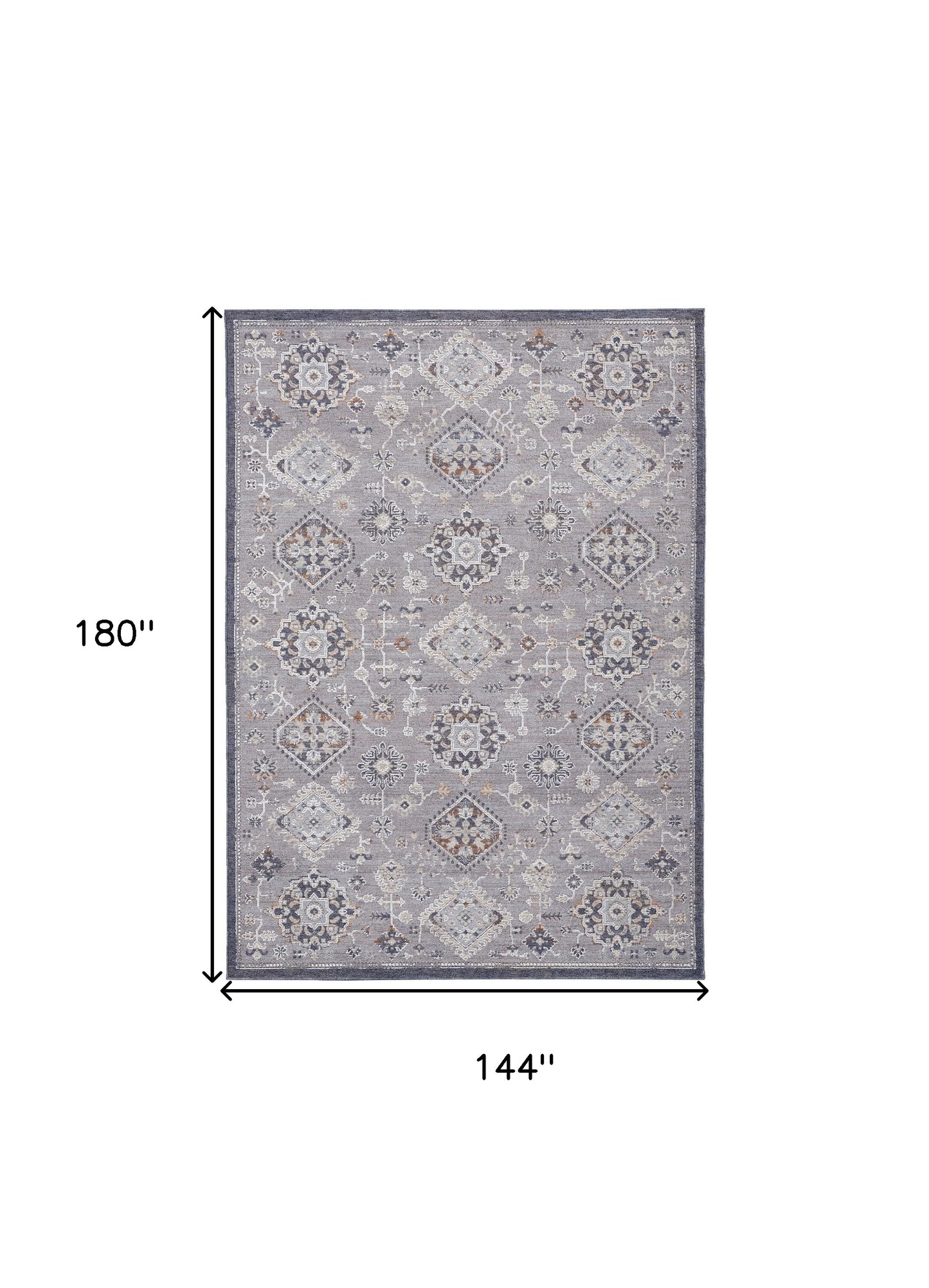 5' X 8' Gray Floral Power Loom Stain Resistant Area Rug