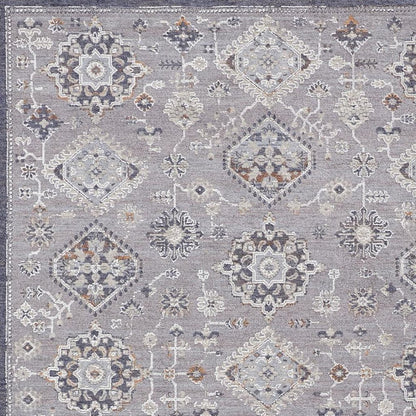 12' X 15' Gray Charcoal And Orange Floral Area Rug